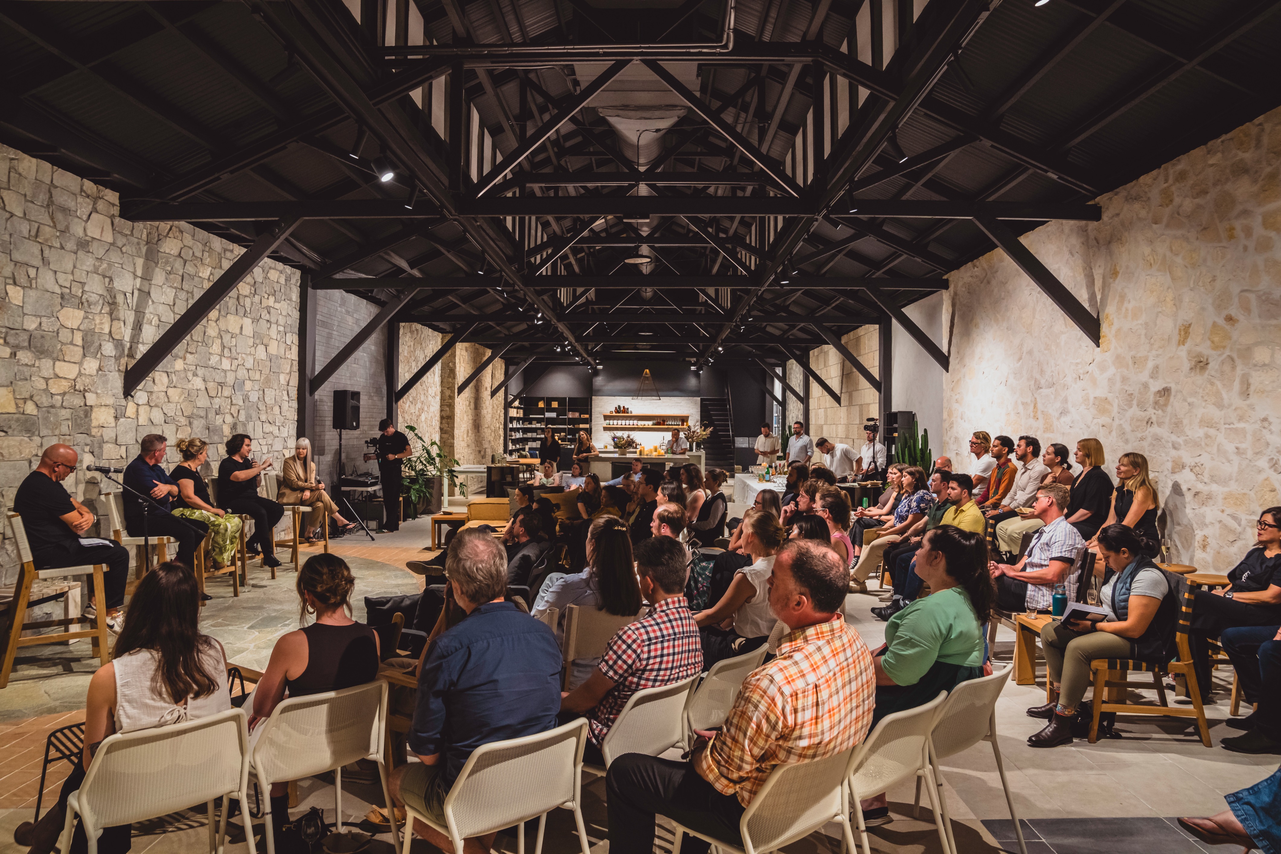 Photo of panellists with audience in view at deFrost* #67
