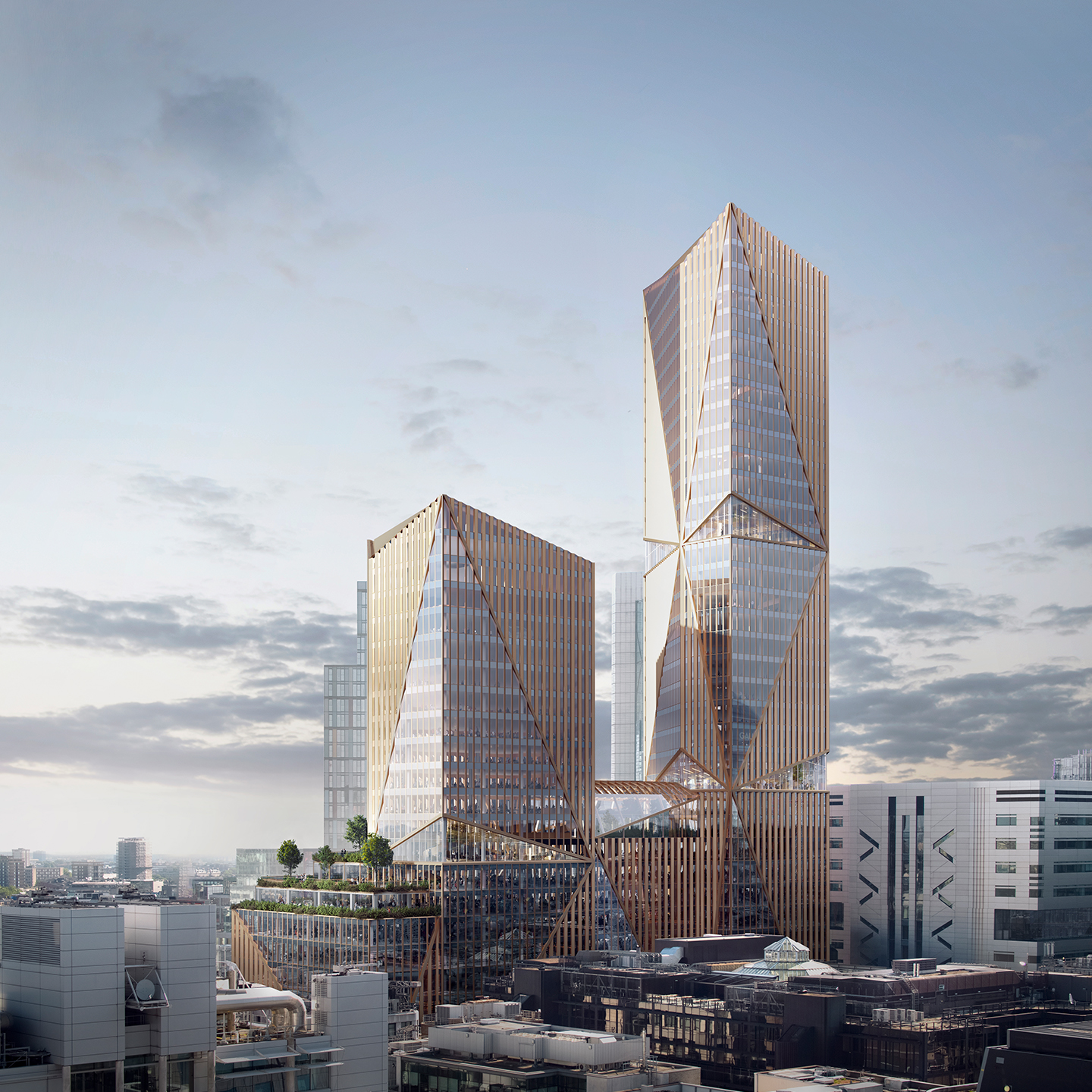 Render of British Land’s skyline-changing 2 Finsbury Avenue development beside Liverpool Street Station in central London.