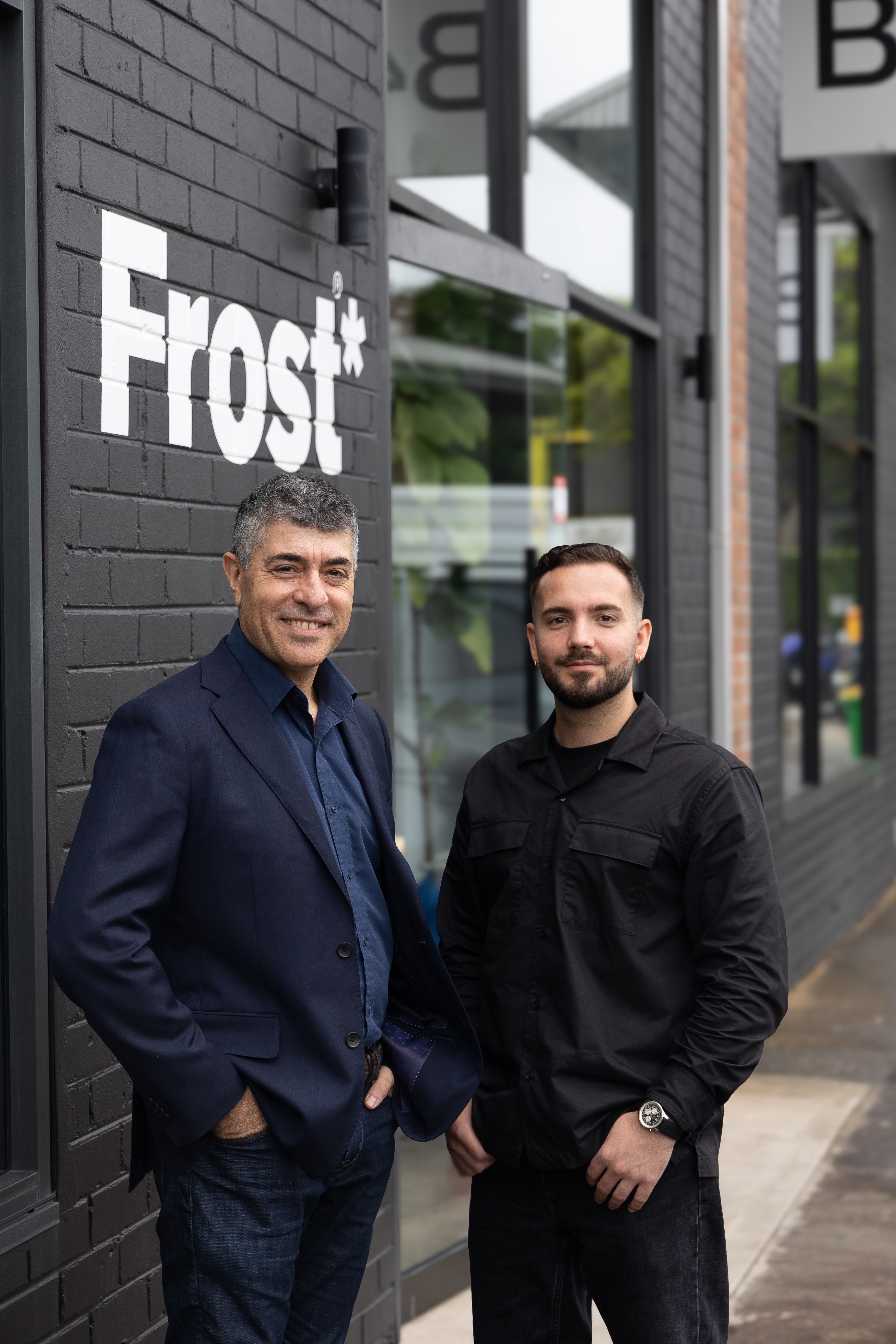 Carlo Giannasca and Luca Frost outside the Frost*collective studio